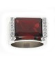 Rectangular Garnet and Diamond Pave Fashion Ring